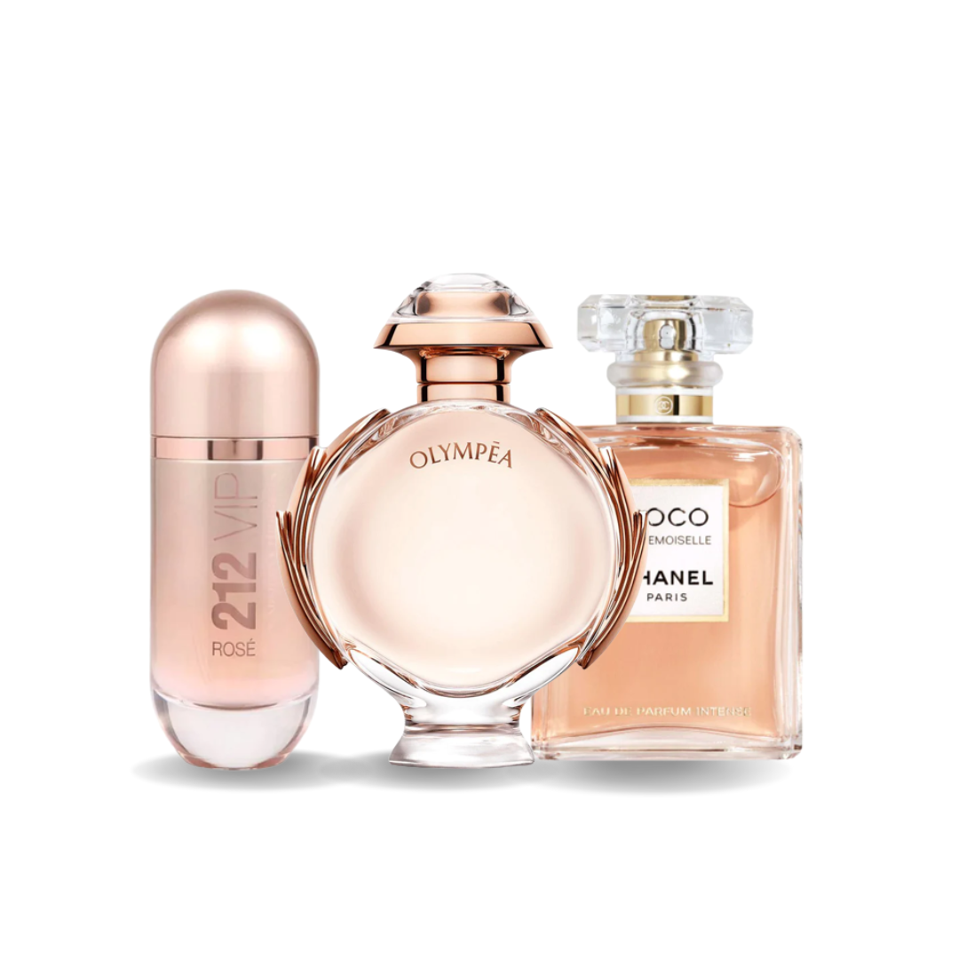 BLACK FRIDAY 3 perfumes: Carolina Herrera 212 VIP ROSÉ, Paco Rabanne OLYMPÉA, Chanel COCO MADEMOISELLE (Eau de Parfum)